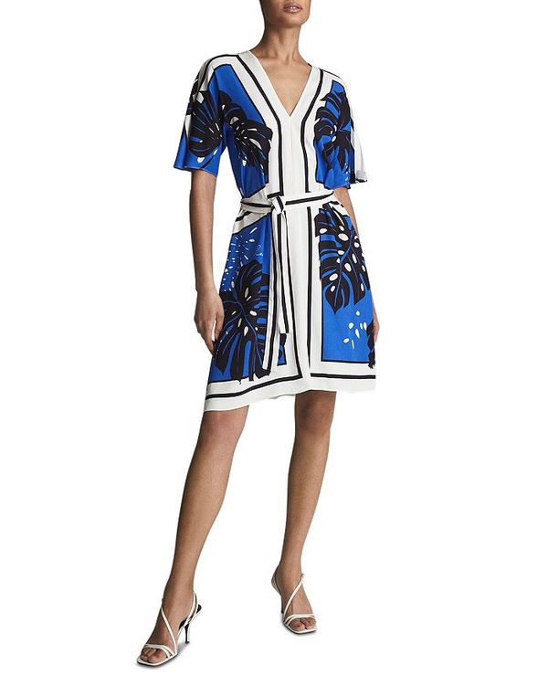 ・デザイン レイス レディース ワンピース トップス Hanh Palm Print Dress Blue：ReVida 店 となります