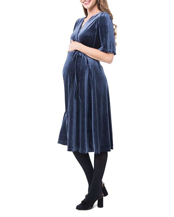 【よりお】 ノム レディース ワンピース トップス Genevieve Velvet Maternity & Nursing Wrap Dress Slate：ReVida 店 いておりま