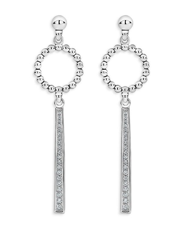 ラゴス レディース ピアス・イヤリング アクセサリー Sterling Silver Caviar Spark Diamond & Bead Circle Linear Drop Earrings Silver