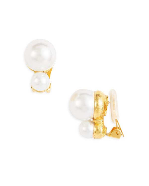ケネスジェイレーン レディース ピアス・イヤリング アクセサリー Imitation Pearl Clip On Earrings White/Gold
