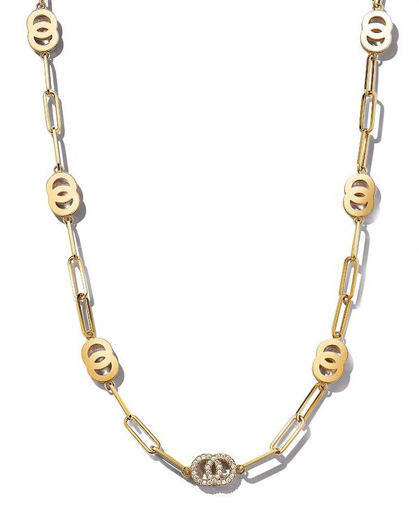 o[gRC fB[X lbNXE`[J[Ey_ggbv ANZT[ 18K Yellow Gold Double O Paperclip Link Necklace with Diamonds, 16.5