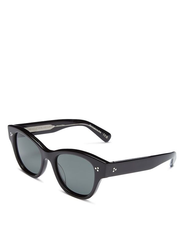 オリバーピープルズ サングラス レディース オリバーピープルズ レディース サングラス・アイウェア アクセサリー Eadie Polarized Round Sunglasses, 51mm Black/Black Solid