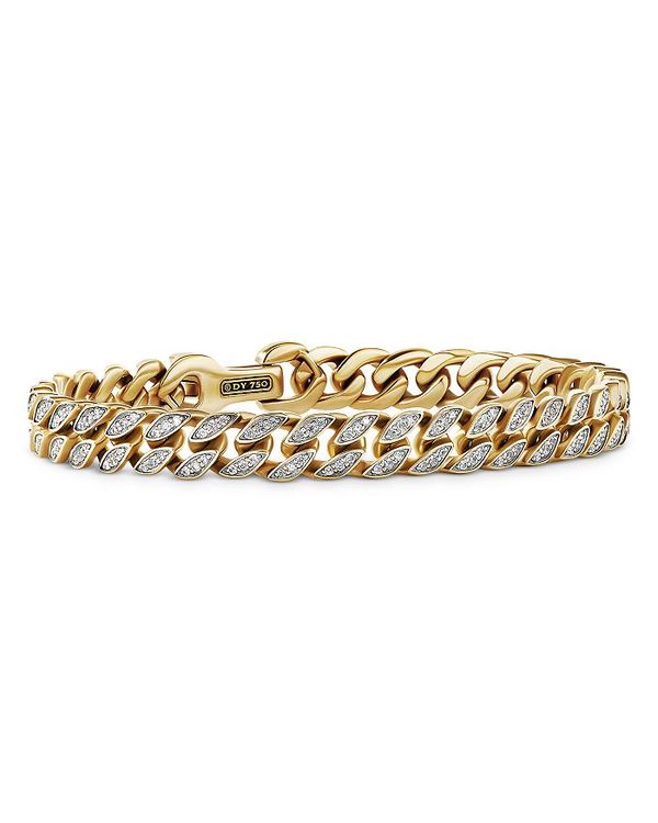 デイビット・ユーマン メンズ ブレスレット・バングル・アンクレット アクセサリー Men's 18K Yellow Gold Chain Diamond Pave Curb Link Chain Bracelet Gold