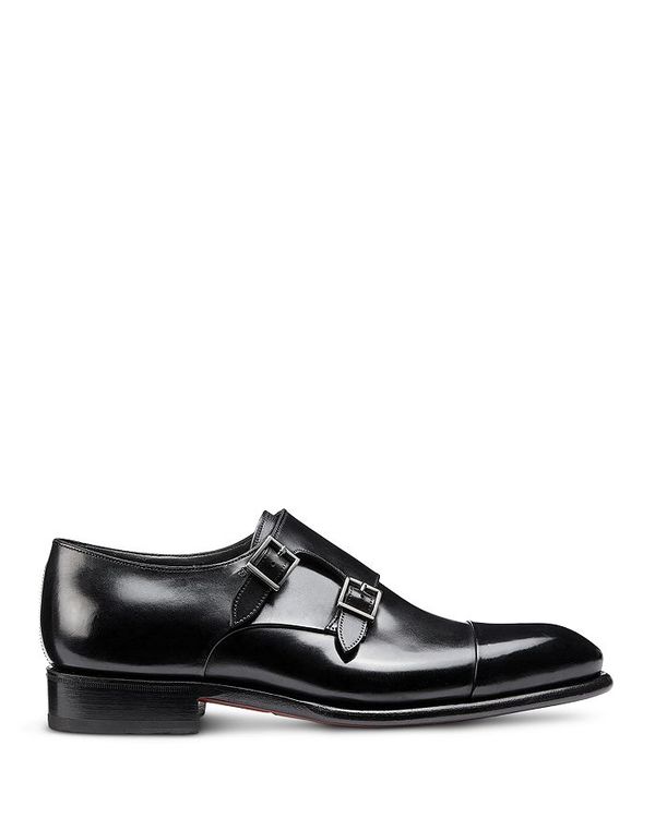 サントーニ メンズ ドレスシューズ シューズ Men's Carter Cap Toe Double Monk Strap Dress Shoes Black