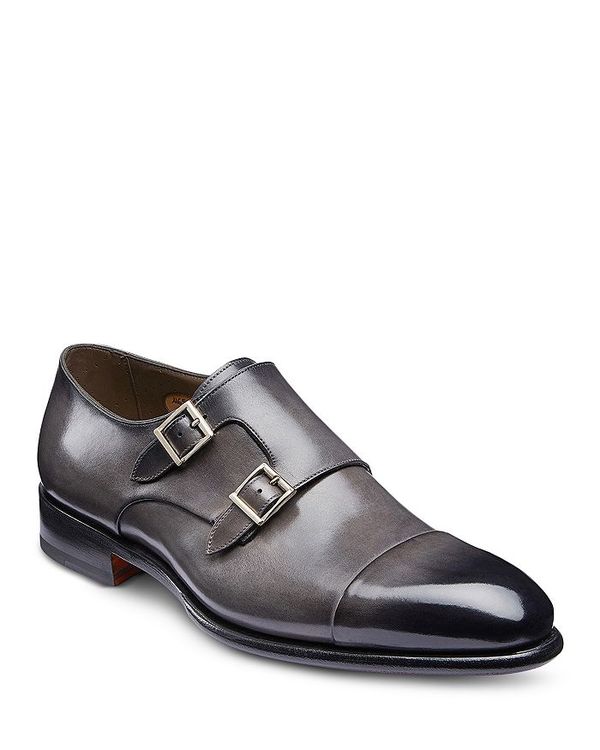 サントーニ メンズ ドレスシューズ シューズ Men's Carter Cap Toe Double Monk Strap Dress Shoes Grey