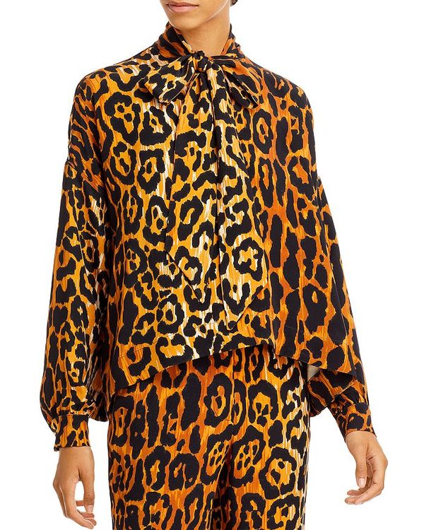 ̵ Хƥ ǥ  ȥåץ Leopardo Silk Tie Blouse Leopardo