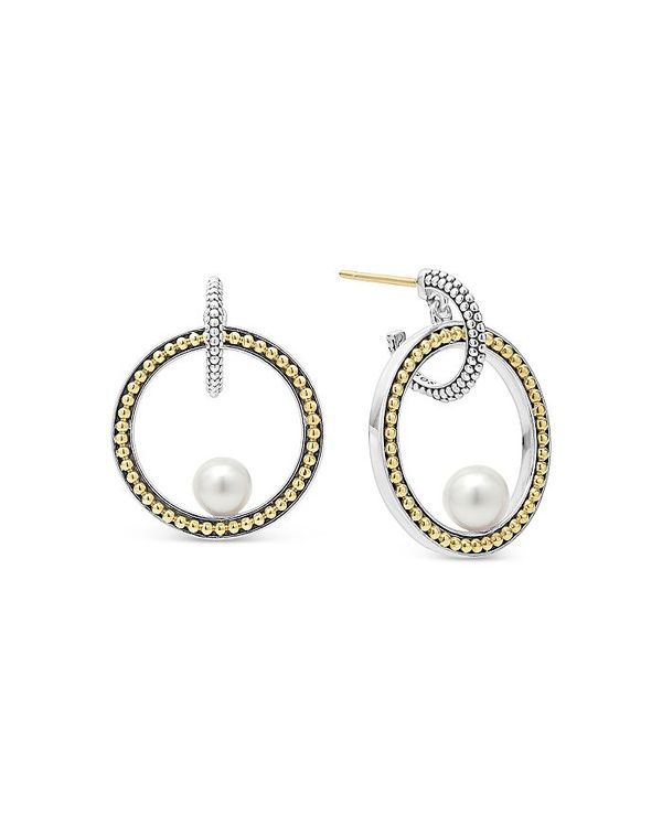 【送料無料】 ラゴス レディース ピアス・イヤリング アクセサリー 18K Yellow Gold & Sterling Silver Luna Cultured Freshwater Pearl Interlocking Drop Hoop Earrings Silver/Gold