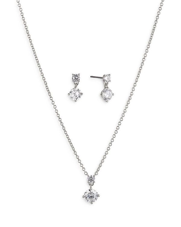 ̵ ʥǥ ǥ ͥå쥹硼ڥȥȥå ꡼ Bridesmaids Drop Earrings & Pendant Necklace Solitaire Set Silver