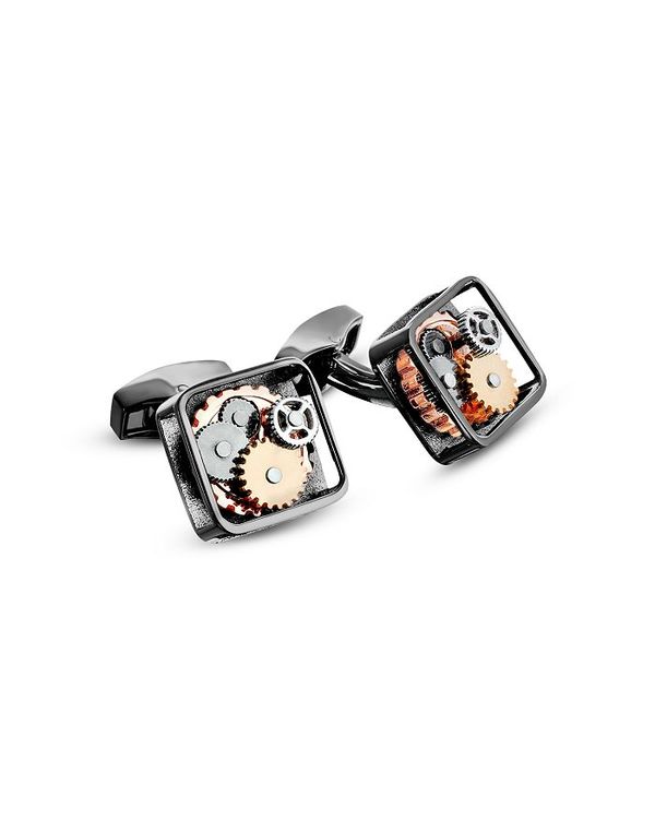 【送料無料】 タテオシアン メンズ カフスボタン アクセサリー Gears Square Cufflinks Gunmetal