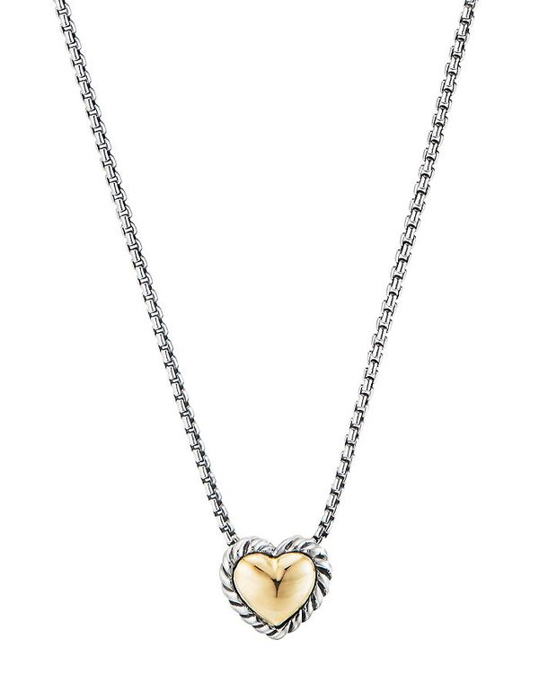 【送料無料】 デイビット・ユーマン レディース ネックレス・チョーカー・ペンダントトップ アクセサリー Cable Cookie Classic Heart Necklace with 18K Yellow Gold Gold/Silver