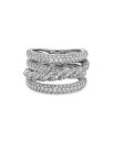 【送料無料】 デイビット・ユーマン レディース リング アクセサリー Paveflex Four Row Ring in 18K White Gold with Diamonds White