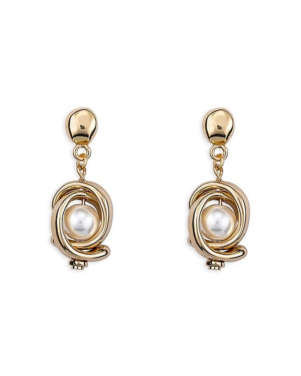 yz EmftBteB fB[X sAXECO ANZT[ Planets Mother of Pearl Drop Earrings in 18K Gold Plated Sterling Silver White/Gold