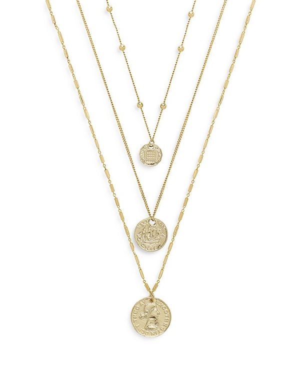 yz GeBJ fB[X lbNXE`[J[Ey_ggbv ANZT[ Coin Pendant Necklaces in 18K Gold Plate, Set of 3 Gold