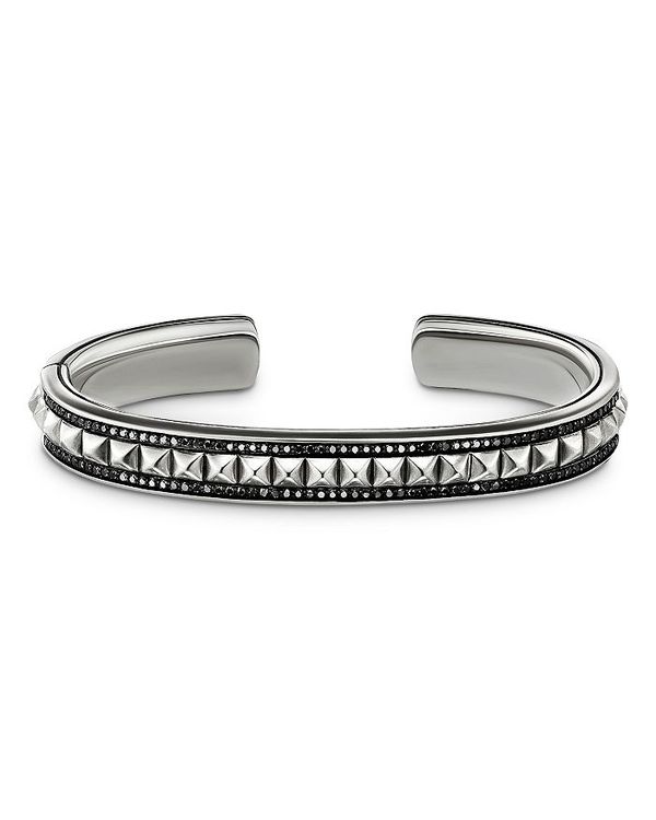 【送料無料】 デイビット・ユーマン レディース ブレスレット・バングル・アンクレット アクセサリー Sterling Silver Black Diamond Pyramid Cuff Bracelet Silver/Black