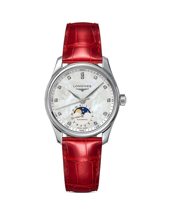 【送料無料】 ロンジン レディース 腕時計 アクセサリー Master Collection Watch, 34mm White/Red