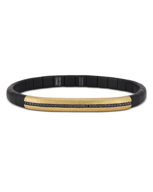 【送料無料】 ロベルト デメリオ レディース ブレスレット・バングル・アンクレット アクセサリー 18K Yellow Gold Manetta Black Diamond Stretch Bracelet Black/Gold