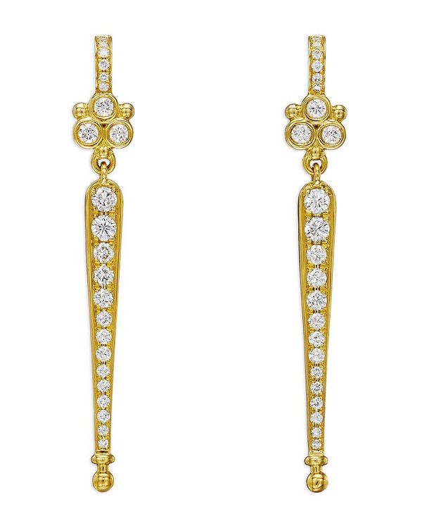 ̵ ƥץ  쥢 ǥ ԥ ꡼ 18K Yellow Gold Classic Diamond Baton Drop Earrings Gold