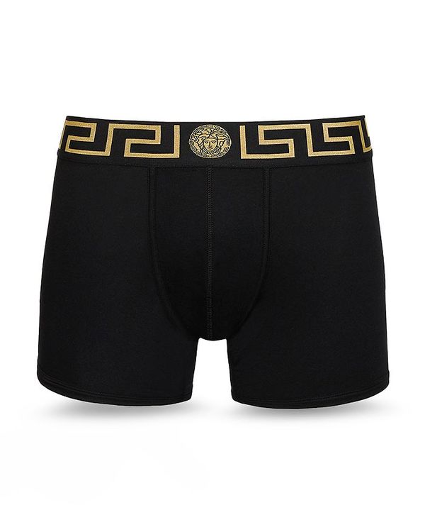 versace 【送料無料】 ヴェルサーチ メンズ ボクサーパンツ アンダーウェア Logo Boxer Briefs Black/Gold