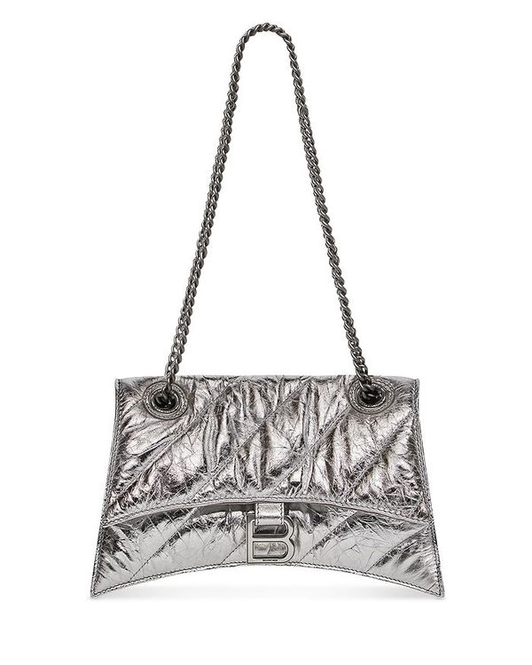 ショルダーバッグ 【送料無料】 バレンシアガ レディース ショルダーバッグ バッグ Crush Quilted Leather Chain Shoulder Bag Silver/Silver