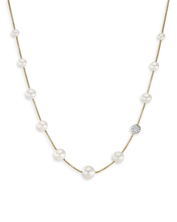 yz fCrbgE[} fB[X lbNXE`[J[Ey_ggbv ANZT[ 18K Yellow Gold Cultured Freshwater Pearl & Diamond Collar Necklace, 16-18