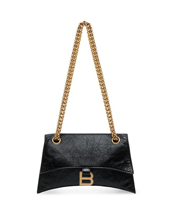 ハンドバッグ 【送料無料】 バレンシアガ レディース ハンドバッグ バッグ Crush Small Leather Gold-Tone Chain Bag Black/Gold