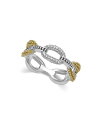 【送料無料】 ラゴス レディース リング アクセサリー 18K Yellow Gold & Sterling Silver Caviar Lux Small Diamond Oval Link Eternity Band Ring Yellow/Silver
