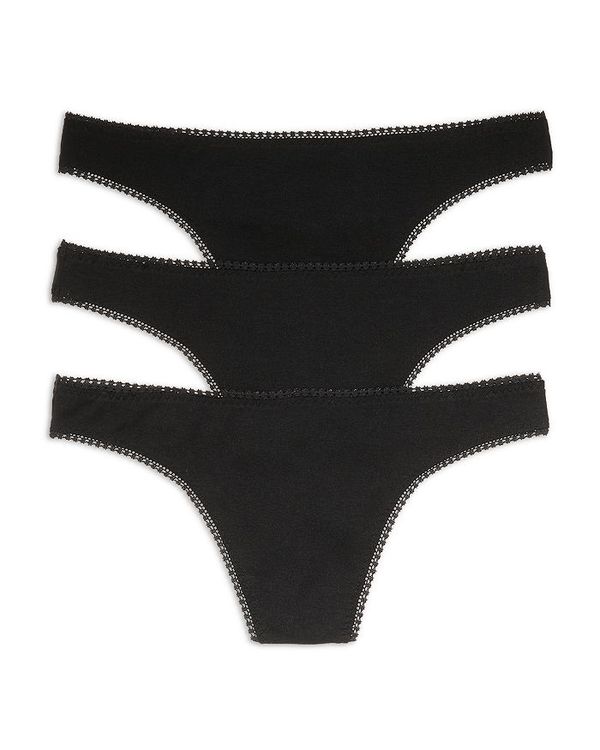  オンゴッサメール レディース パンツ アンダーウェア Cabana Cotton Blend Hip-G Thongs, Set of 3 Black