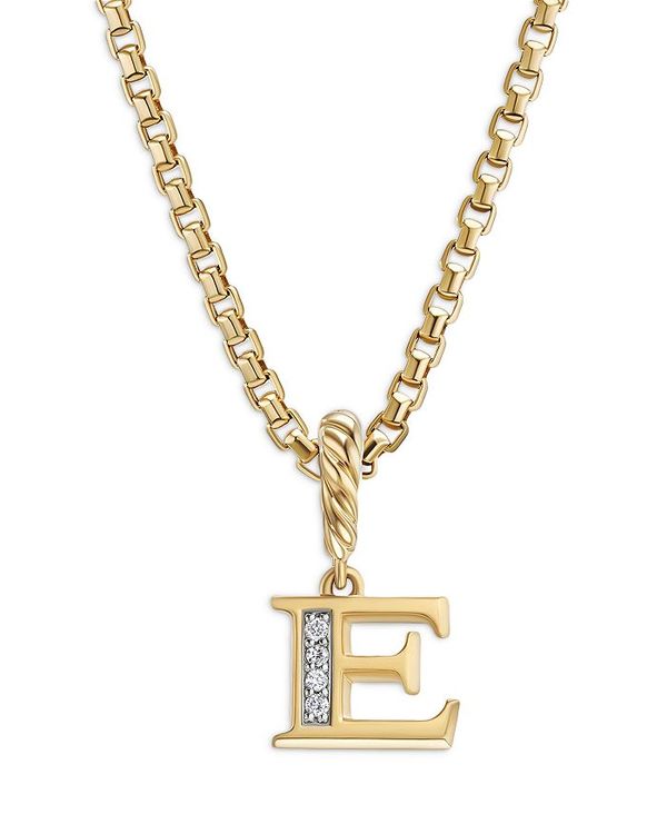 yz fCrbgE[} fB[X lbNXE`[J[Ey_ggbv ANZT[ 18K Gold Amulets Diamond Pave Initial Pendant E