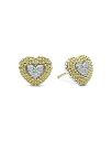 【送料無料】 ラゴス レディース ピアス・イヤリング アクセサリー Sterling Silver & 18K Yellow Gold Caviar Lux Beaded Diamond Heart Stud Earrings White/Yellow