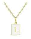 【送料無料】 アクア レディース ネックレス・チョーカー・ペンダントトップ アクセサリー Rectangle Initial Pendant in 18K Gold-Plated Sterling Silver, 15.5