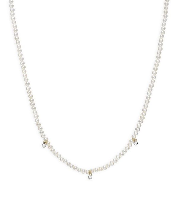 yz ]Gt fB[X lbNXE`[J[Ey_ggbv ANZT[ 14K Yellow Gold Freshwater Pearl & Diamond Collar Necklace, 14-16