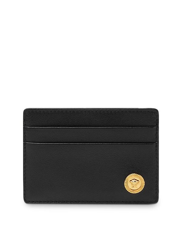 ヴェルサーチェ 財布（レディース） 【送料無料】 ヴェルサーチ メンズ 財布 アクセサリー La Medusa Leather Card Holder Black-Versace Gold