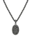 【送料無料】 ジョンバルベイトス メンズ ネックレス・チョーカー・ペンダントトップ アクセサリー Men's Sterling Silver Stardust Black Diamond Oval Pendant Necklace, 24