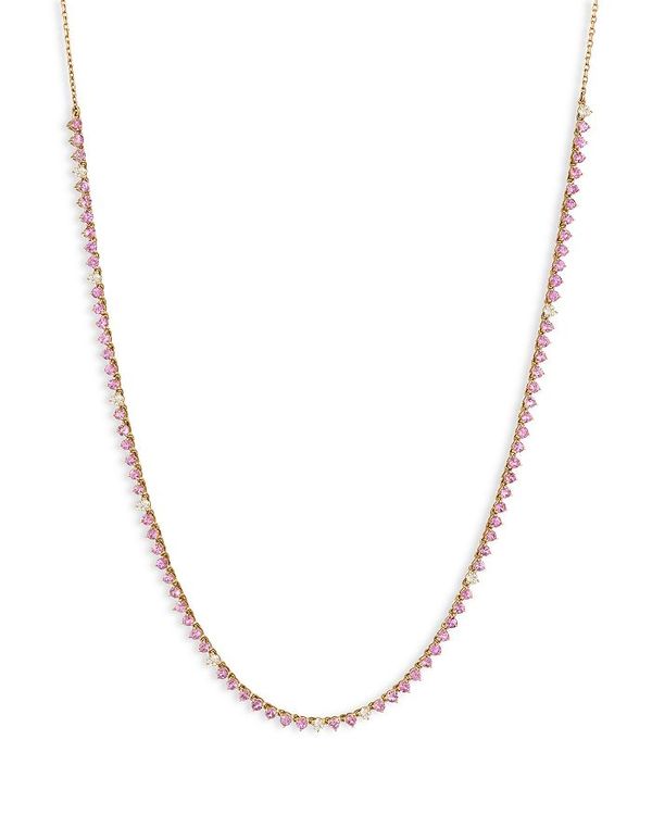 【送料無料】 アディナ レイター レディース ネックレス・チョーカー・ペンダントトップ アクセサリー 14K Yellow Gold Pink Sapphire & Diamond Riviera Collar Necklace, 15-17" Pink/Gold