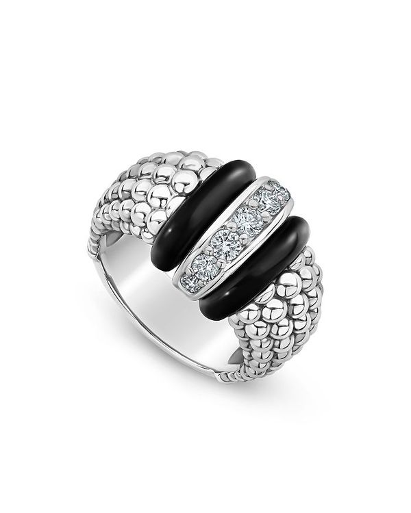 ラゴス レディース アクセサリー リング LAGOS Sterling Silver Black Caviar Diamond & Ceramic Statement Ring Silver シルバー