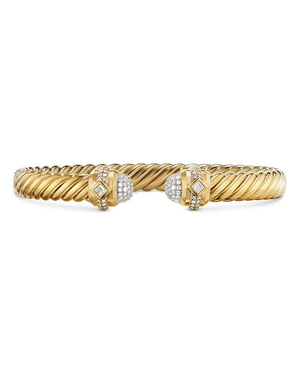 ̵ ǥӥåȡ桼ޥ ǥ ֥쥹åȡХ󥰥롦󥯥å ꡼ 18K Yellow Gold CablespiraR Diamond Cap Cuff Bangle Bracelet Gold