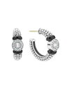 【送料無料】 ラゴス レディース ピアス・イヤリング アクセサリー Sterling Silver Black Caviar Ceramic & Diamond Circle Hoop Earrings Silver/Black