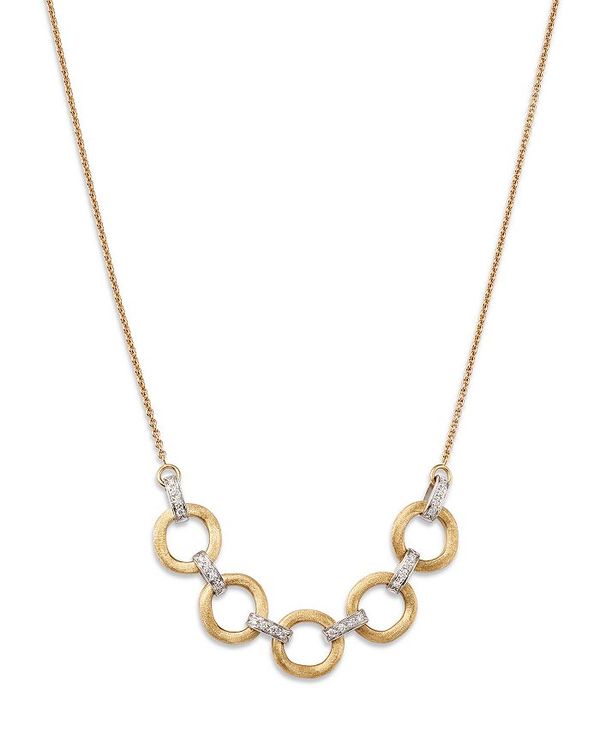 yz }R r`FS fB[X lbNXE`[J[Ey_ggbv ANZT[ 18K White & Yellow Gold Jaipur Diamond & Textured Ring Statement Necklace, 16.5-18