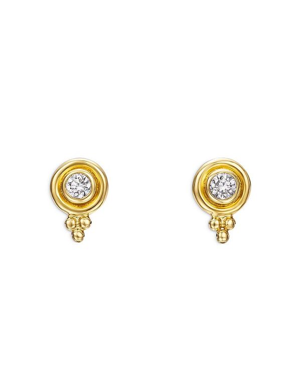 yz ev Zg NA fB[X sAXECO ANZT[ 18K Yellow Gold CL White Diamond Stud Earrings Gold/White