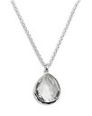 【送料無料】 イッポリスタ レディース ネックレス・チョーカー・ペンダントトップ アクセサリー Sterling Silver Medium Teardrop Pendant In Clear Quartz, 16" No Color