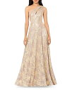 【送料無料】 アクア レディース ワンピース トップス Metallic Abstract Floral Print One Shoulder Gown - 100% Exclusive White Pink Gold