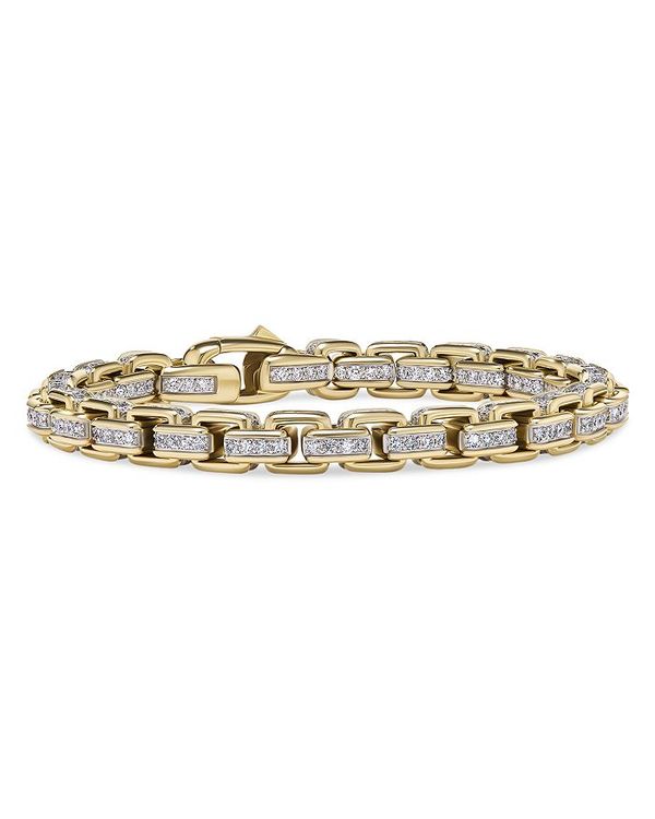 【送料無料】 デイビット・ユーマン レディース ブレスレット・バングル・アンクレット アクセサリー Box Chain Bracelet in 18K Yellow Gold with Pave Diamonds Gold/White