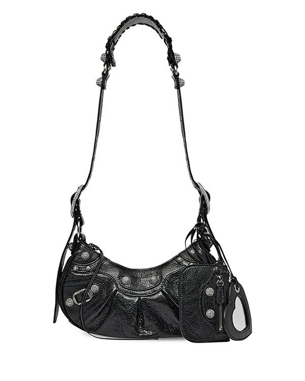  バレンシアガ レディース ショルダーバッグ バッグ Le Cagole XS Shoulder Bag With Rhinestones Black/Rhinestone