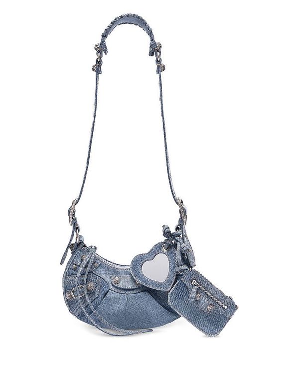  バレンシアガ レディース ショルダーバッグ バッグ Le Cagole XS Shoulder Bag With Rhinestones Denim/Rhinestone