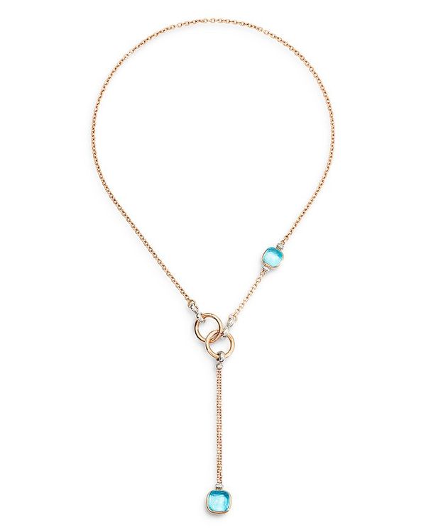 yz |[g fB[X lbNXE`[J[Ey_ggbv ANZT[ Nudo TK 14K Yellow & White Gold Sky Blue Topaz and Diamond Y Necklace, 21