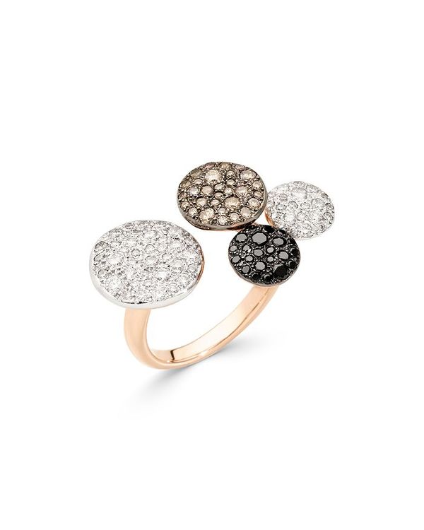 【送料無料】 ポメラート レディース リング アクセサリー 18K Rose Gold Sabbia Black, Brown & White Diamond Pave Disc Cuff Ring Multi/Rose Gold