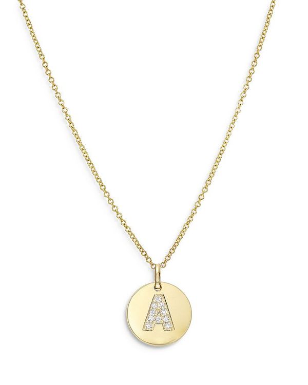 ゾエレフ レディース アクセサリー ネックレス・チョーカー・ペンダントトップ レース Zoe Lev 14K Yellow Gold Diamond Initial Pendant Necklace 16-18" A イエロー