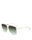 yz CUx } fB[X TOXEACEFA ANZT[ Rectangular Aviator Sunglasses, 62mm Gold/Green Gradient