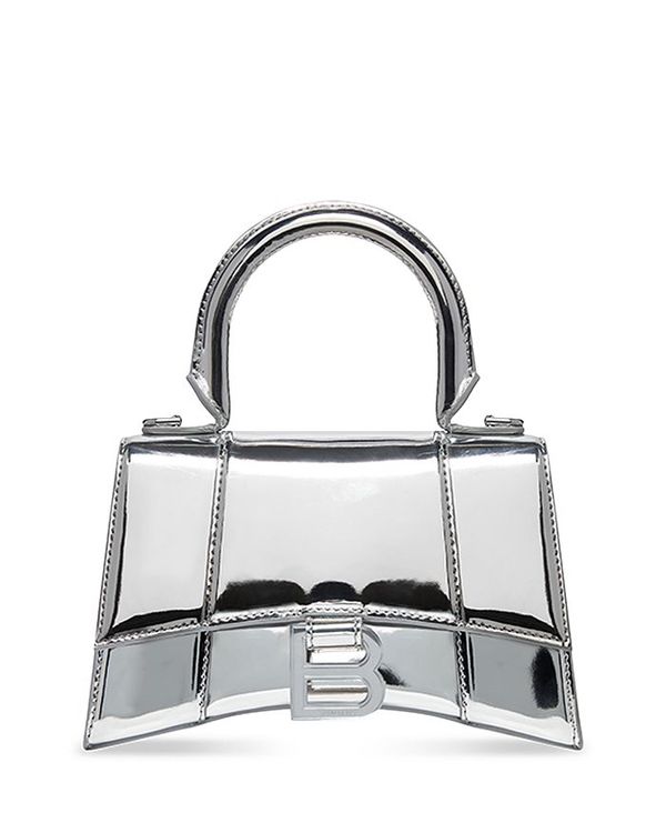 ハンドバッグ 【送料無料】 バレンシアガ レディース ハンドバッグ バッグ Hourglass Extra Small Mirrored Top Handle Bag Silver/Silver