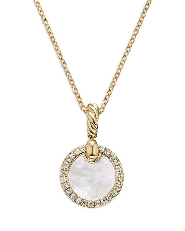 yz fCrbgE[} fB[X lbNXE`[J[Ey_ggbv ANZT[ Petite DY ElementsR Pendant Necklace in 18K Yellow Gold with Mother-of-Pearl & Pave Diamonds White/Gold